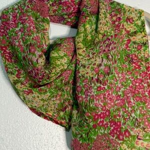 Greater Heights Floral Green and Pink infinity Scarf.